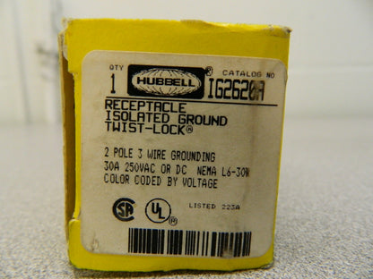 Hubbell Isolated Ground Single Receptacle Twist-Lock IG2620A