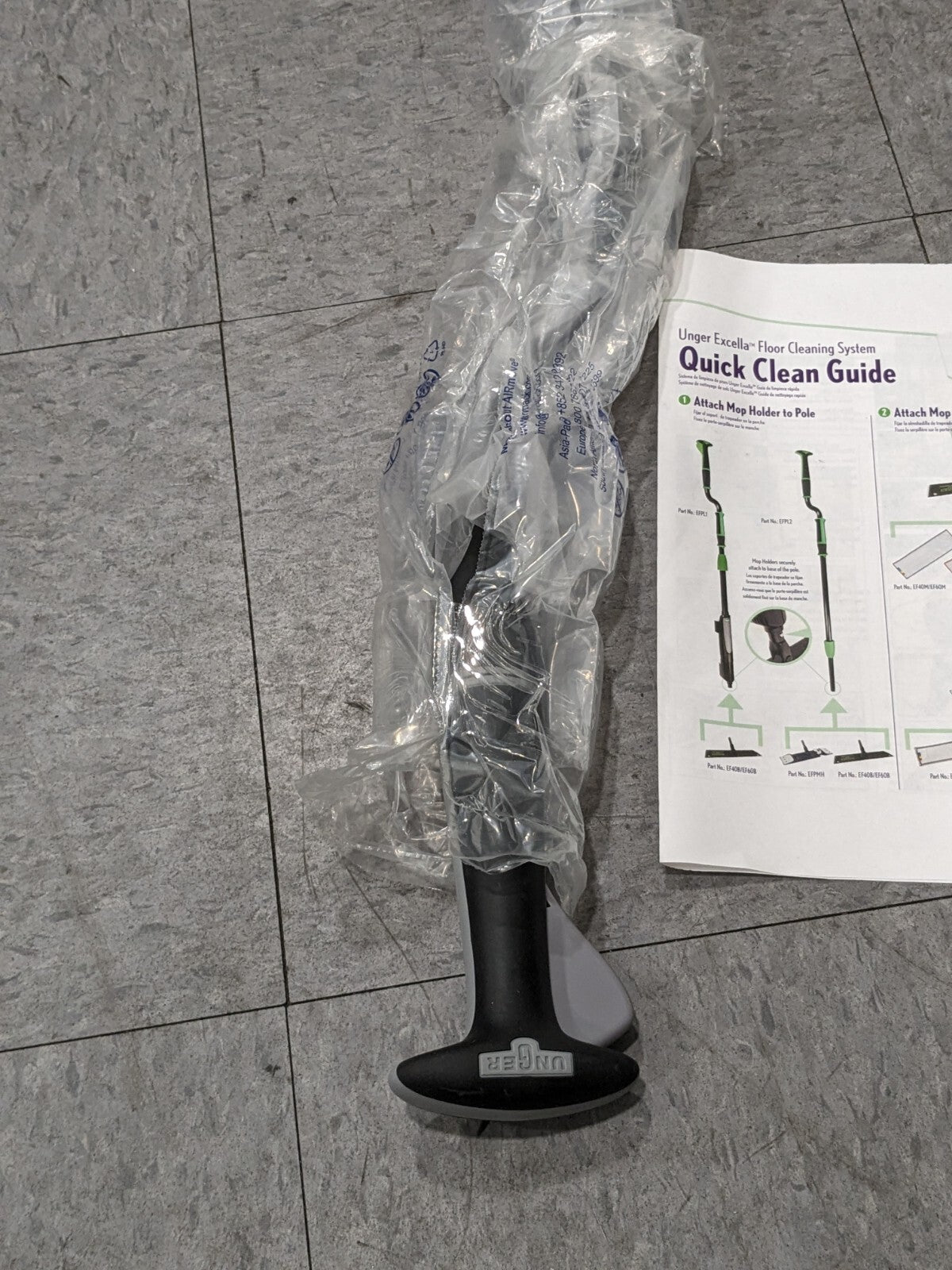 UNGER Mop Handle: 1" Dia, Quick-Connect For DMWS2, DMWS3 &amp; EF40B Model