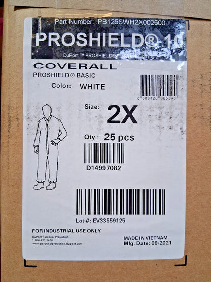 Dupont Liquid Protection Disposable Coverall QTY25 Size 2XL PB125SWH2X002500