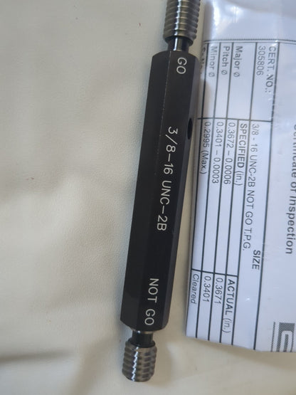 SPI Plug Thread Gage: 3/8-16 Thread, 2B Class, Double End 34-387-1