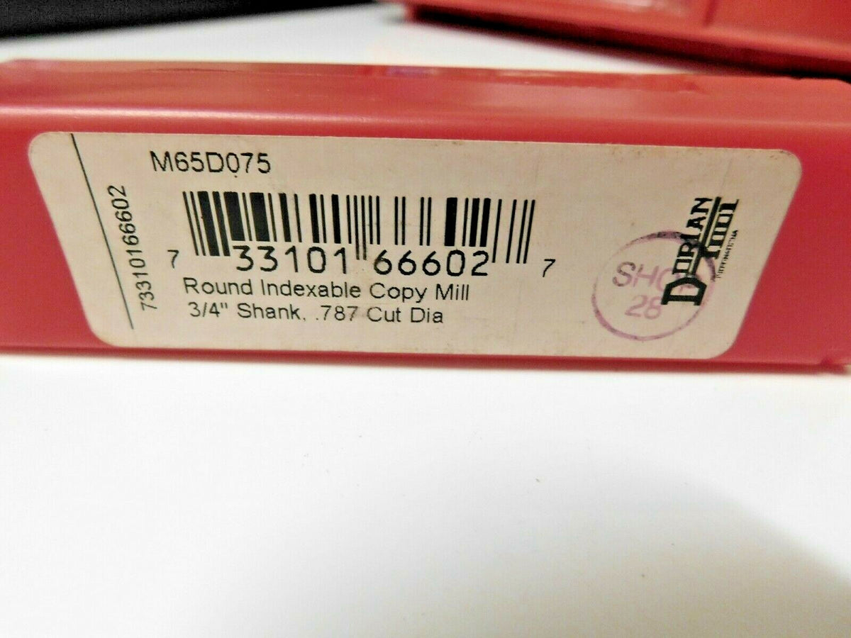 Dorian Tool Round Indexable Copy Mill 3/4" Shank Diam x 0.787" Cut Diam M65D075
