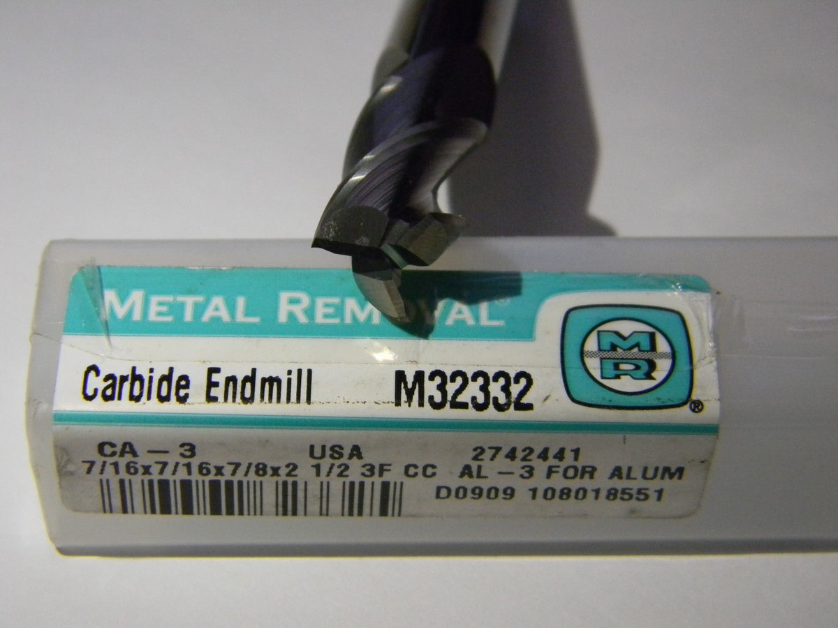 Metal Removal 7/16" x 7/16" x 7/8" x 2-1/2" 3FL Carbide End