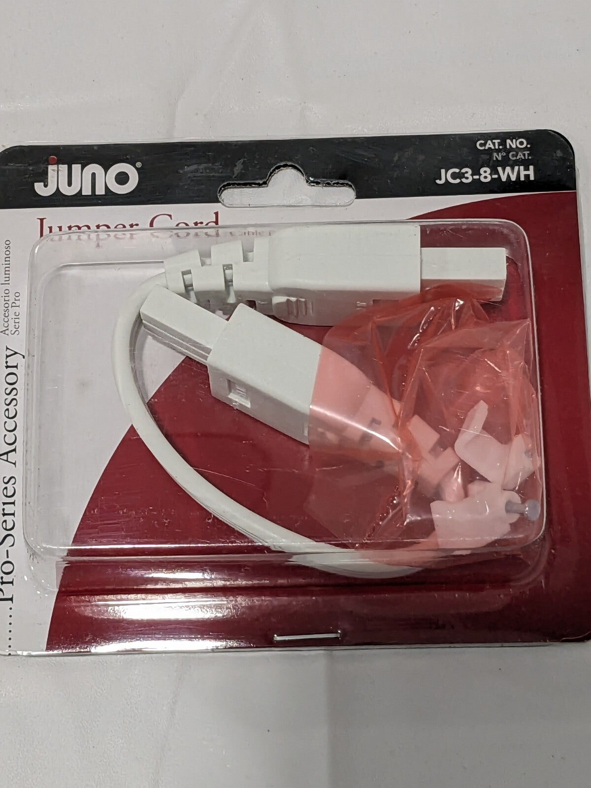 Juno Pro-Series 3-Wire Grounded 8" Jumper Cord Accessory JC3-8-WH