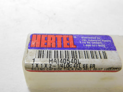 Hertel Solid Cabide Sq End Mill 1 Dia 2.25 LOC 4Fl 1" Shk Dia 5 OAL HAI40540L