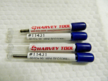 Harvey Tool Miniature Spotting Drills .031" Cutting Diam 90º 2FL Qty 4 11431