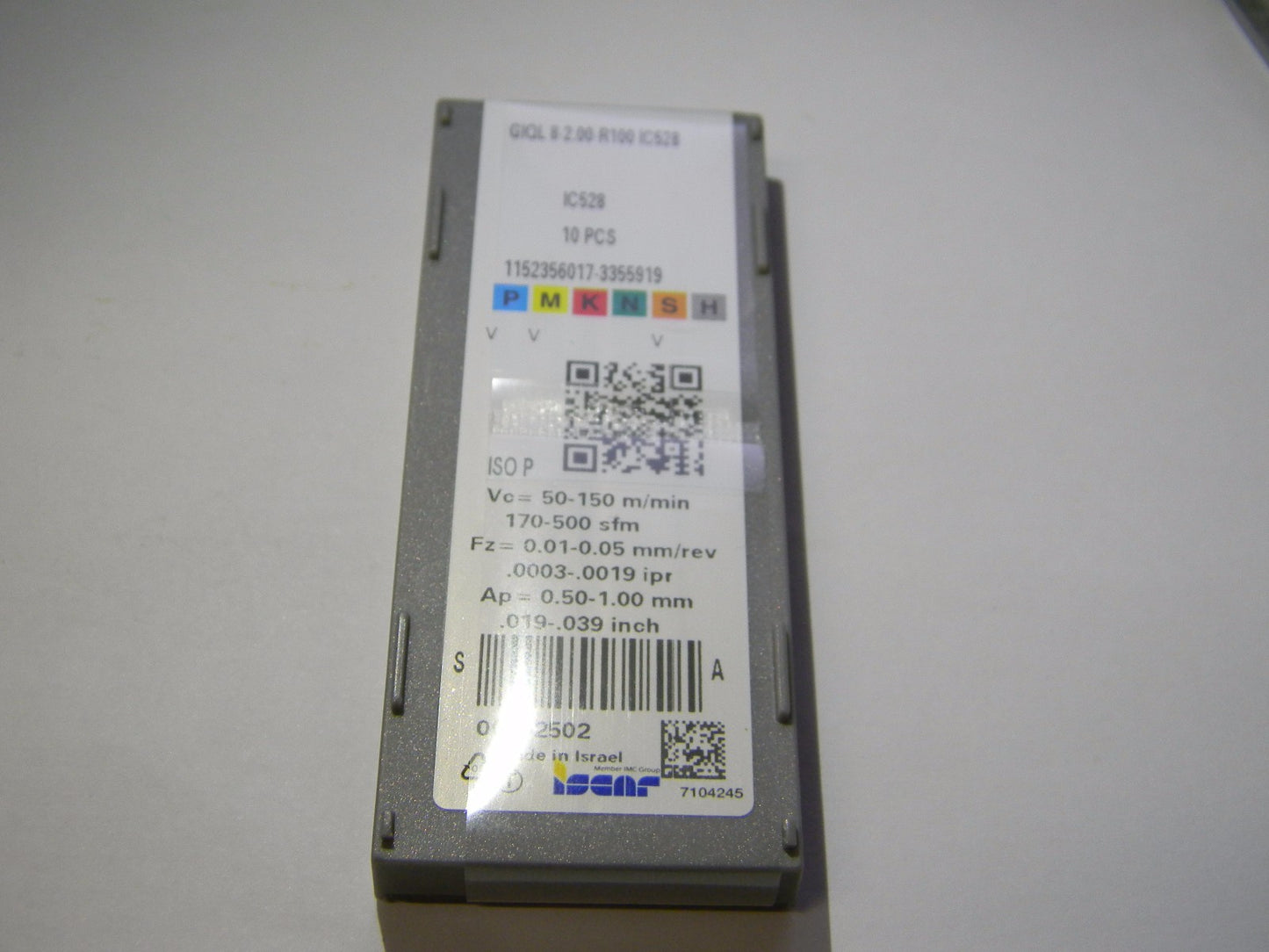 Iscar Carbide Single Grooving Inserts GIQL8200R100 Grade IC528 6402502