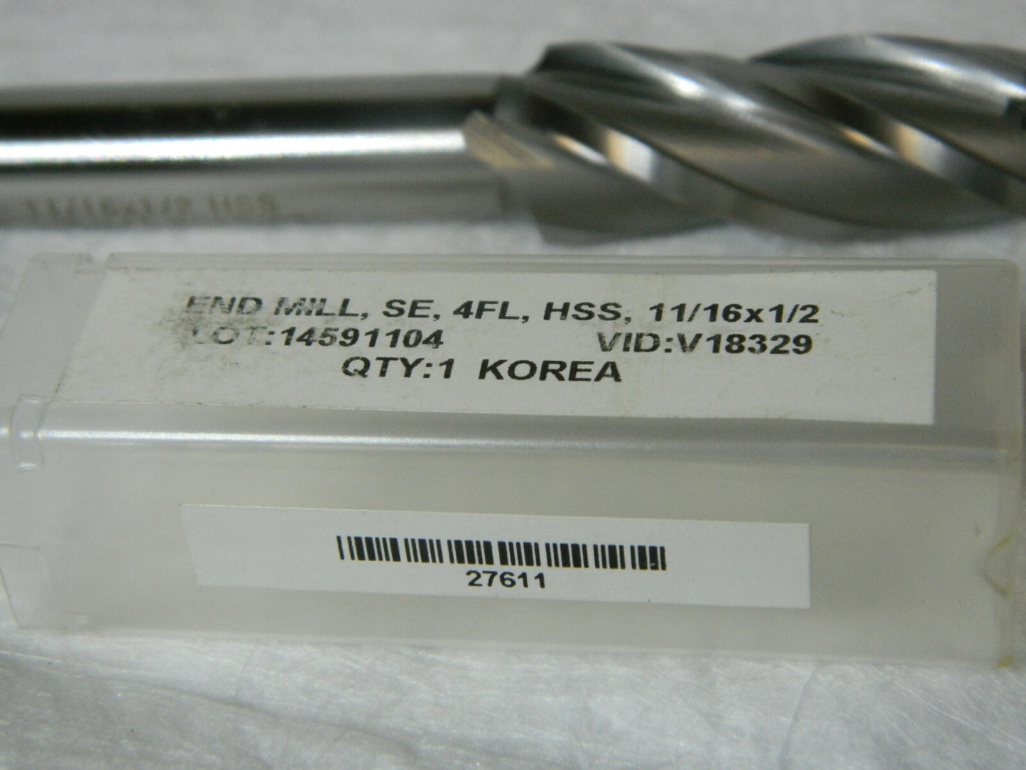 HSS Sq End Mill 11/16" 1-5/8" LOC 1/2" Shank Diam 3-5/8" OAL 4 FL 27611