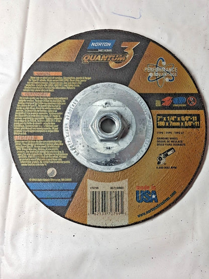 Norton Ceramic Alumina Grinding Wheel 7 in x 1/4 in x 5/8-11 T27 QTY 10 70799
