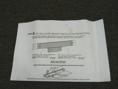 Fagor ATL Mill M Bracket Kit for Digital Readout DRO System 76400226