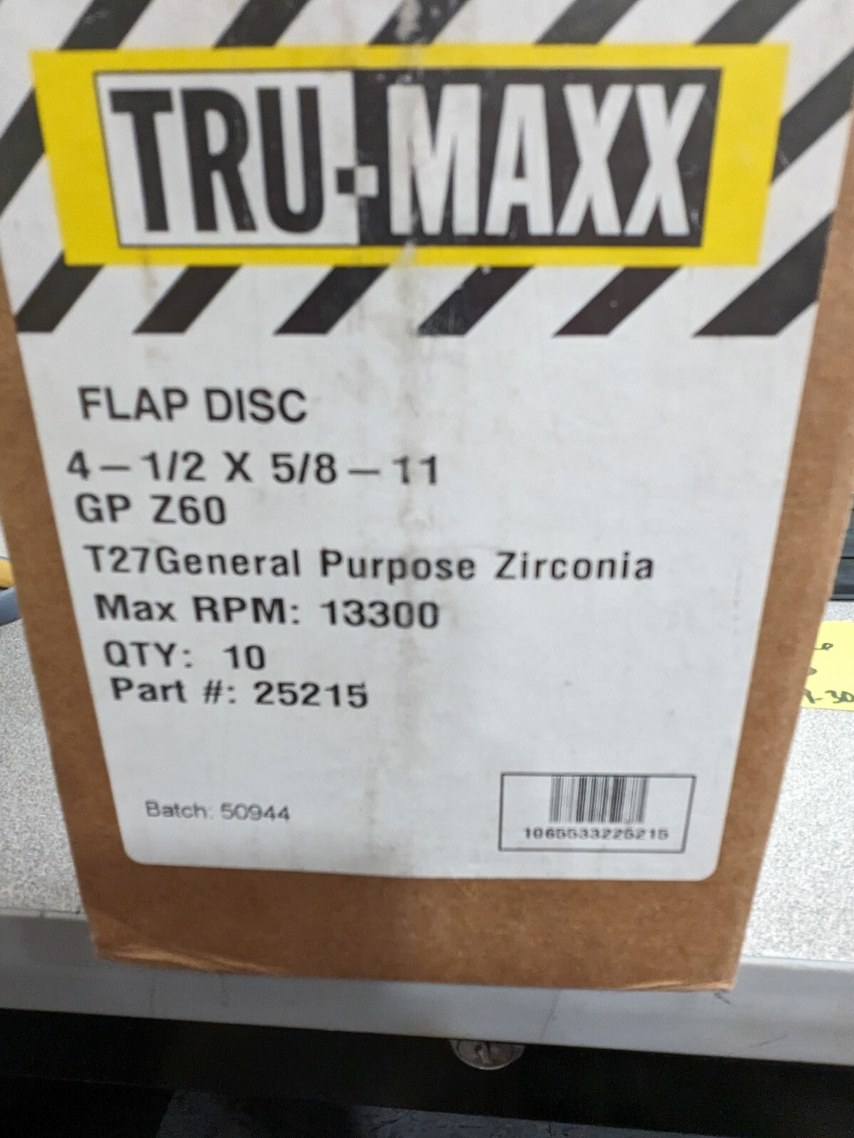 TRU-MAXX Flap Disc: 4-1/2" Dia, 60 Grit, Type 27 Qty 10 66254443396