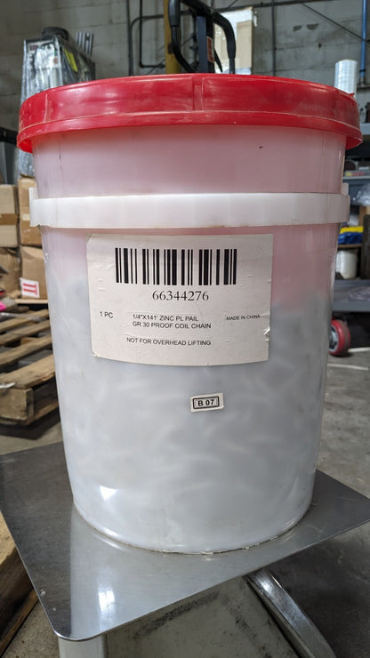 1/4" Welded Proof Coil Chain 1,300 Lb Cap Grade 30 141' Long Zinc Plated Finish