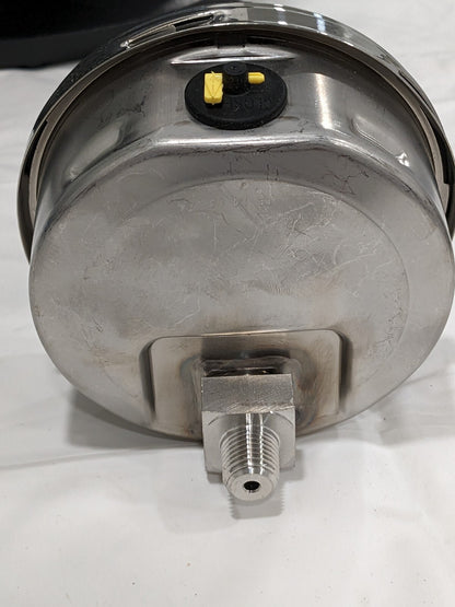 WIKA Pressure Gauge: 4" Dial, 30 psi, 1/2" Thread, Lower Back Mount 98