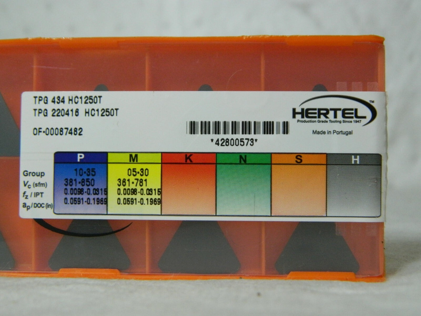 Hertel TPG434 HC1250T Carbide Turning Insert Qty 10 42800573
