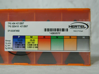 Hertel TPG434 HC1250T Carbide Turning Insert Qty 10 42800573
