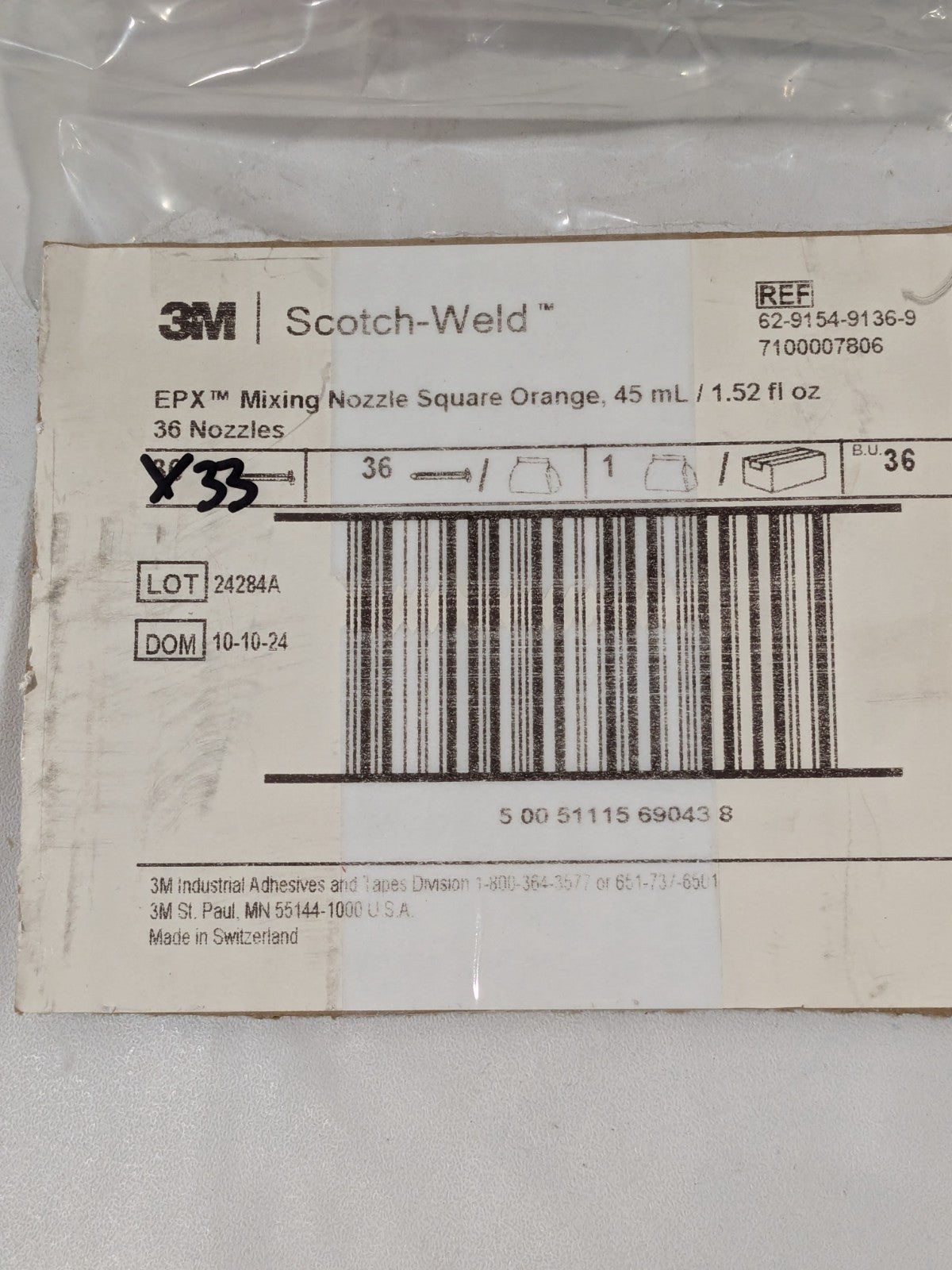 3M Scotch-Weld Adhesive Mixing Nozzle: Manual Pack of 33 7100007806
