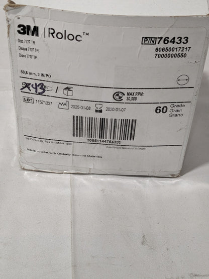 3M Quick-Change Disc: Roloc TR, 2" Dia, 60 Grit Qty 43 7000000550