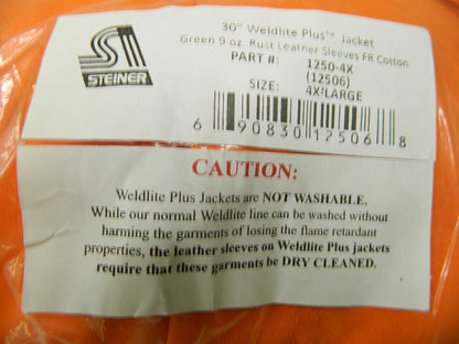 STEINER Size 4XL Orange & Rust Flame Resistant/Retardant Jacket 1250-4X