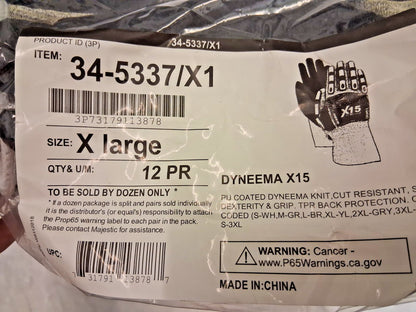 Majestic Glove Dyneema Diamond/Nylon/Spandex Cut Resistant Gloves 12 Pk 34-5337