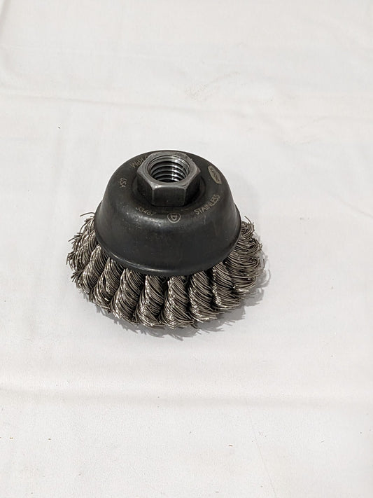 OSBORN Cup Brush 2-3/4" Dia, 0.02" Wire Dia, Stainless Steel, Knotted 0003346700