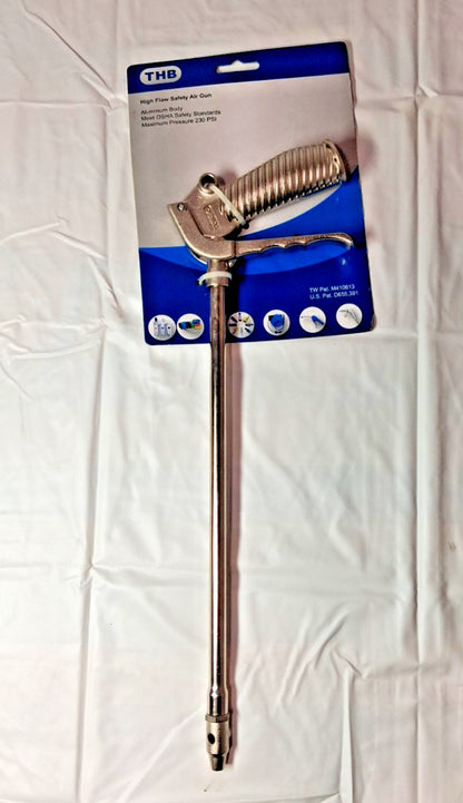THB Air Blow Gun High Flow Safety Nozzle 1/4" NPT 12" Tube 4017312427
