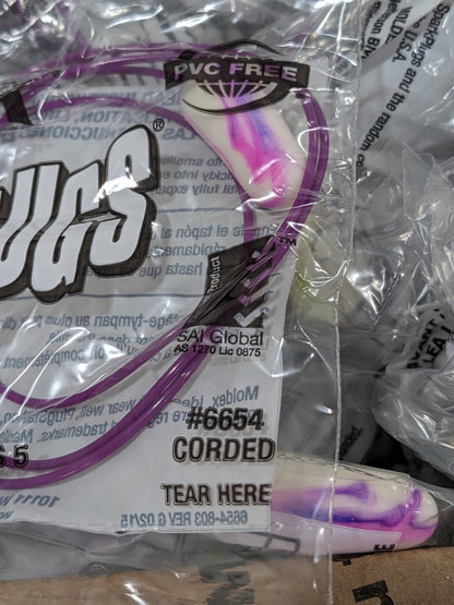 MOLDEX Earplugs: 33 dB, Non-PVC Foam, Bullet, Roll Down, Corded Box of 100  6654