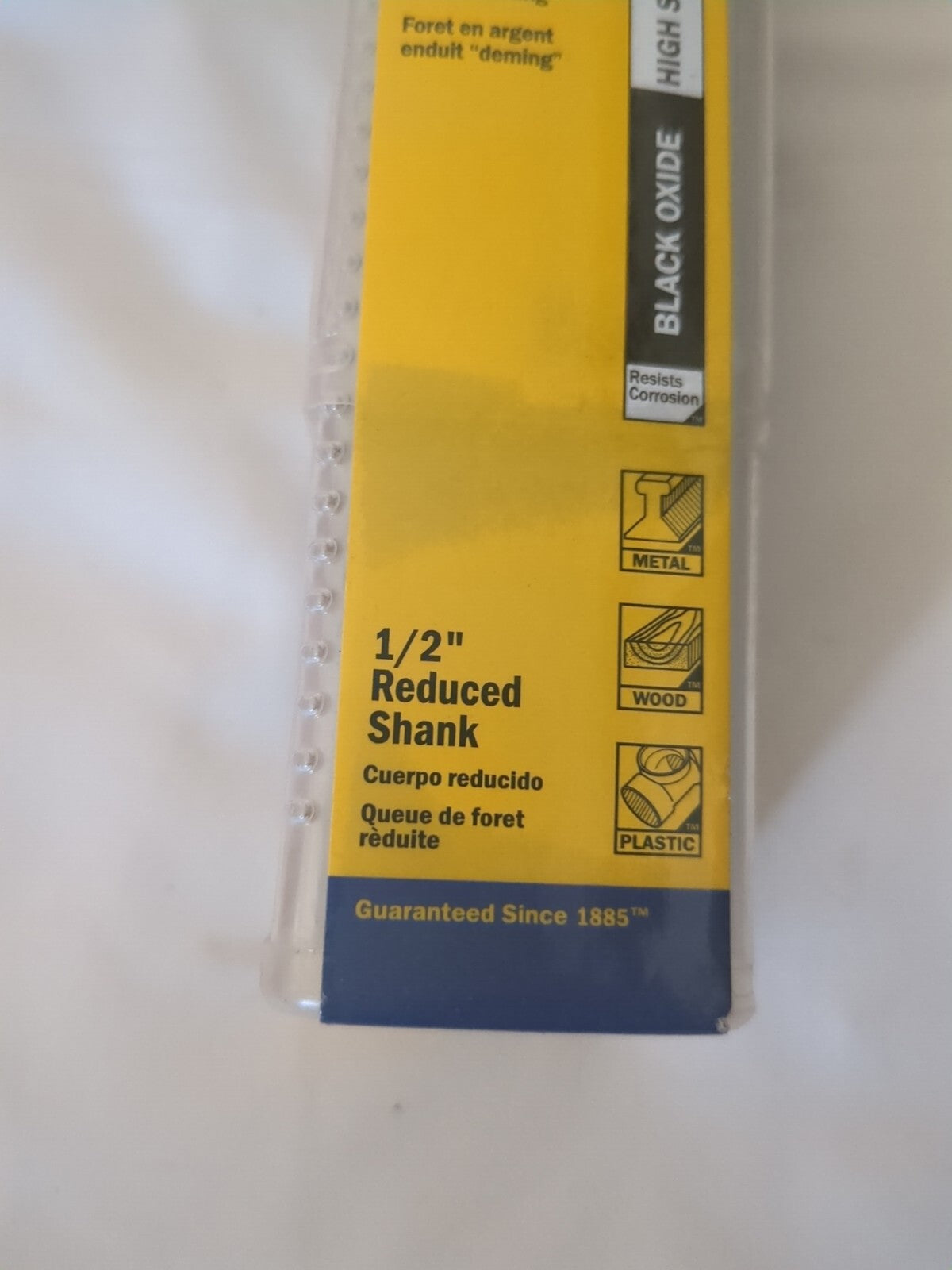 Irwin Reduced Shank Drill Bit: 1-1/8'' Dia, 1/2'' Shank Dia,