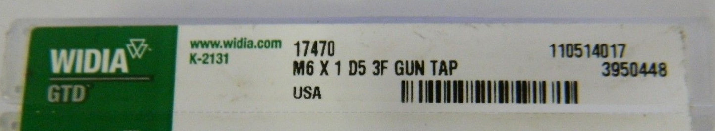 Widia GTD Spiral Point Taps M6 x 1 D5 3FL HSS Qty. 2 17470