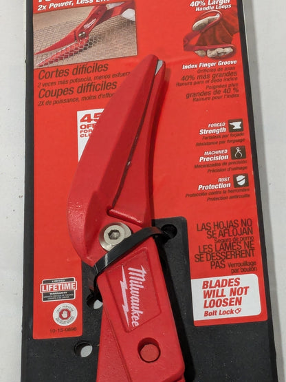 Milwaukee Tool Tinner's Snips: 11" OAL, 3" LOC, Steel Blades 48-22-4005