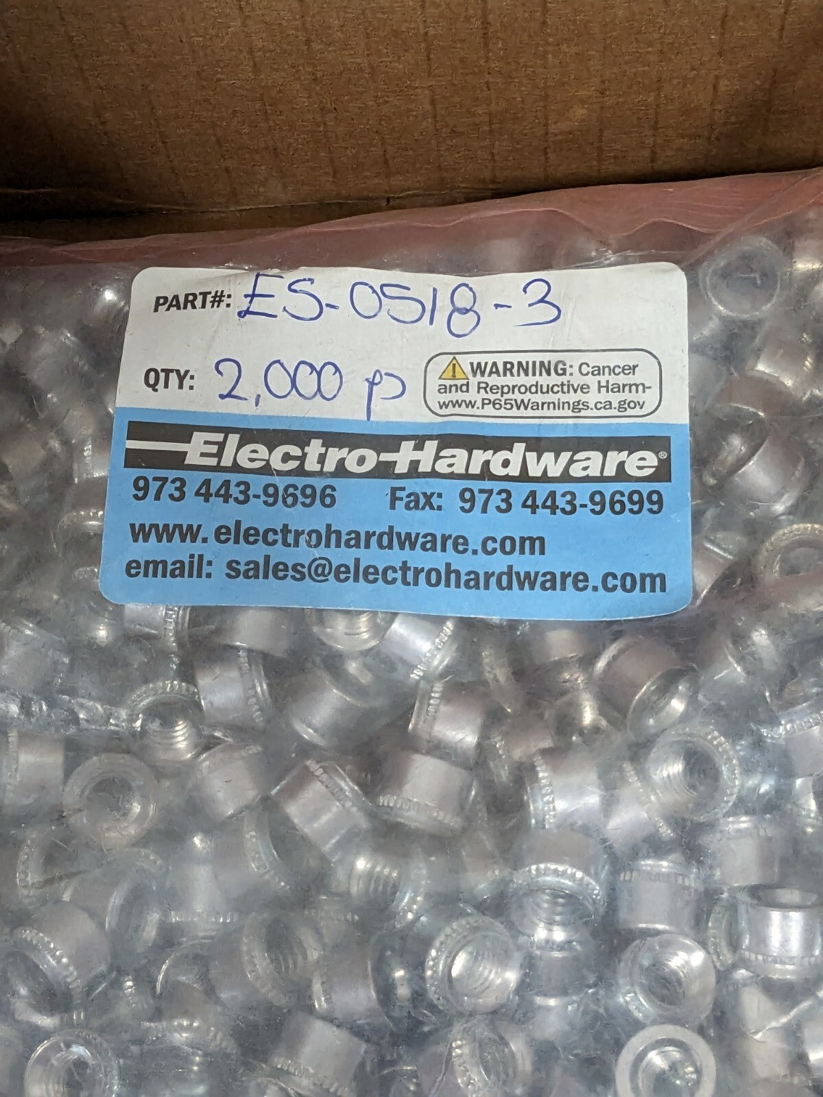 Electro Clinch Captive Nut 5/16-18 0.125" Min Panel Thick Approx 2,000 ES-0518-3