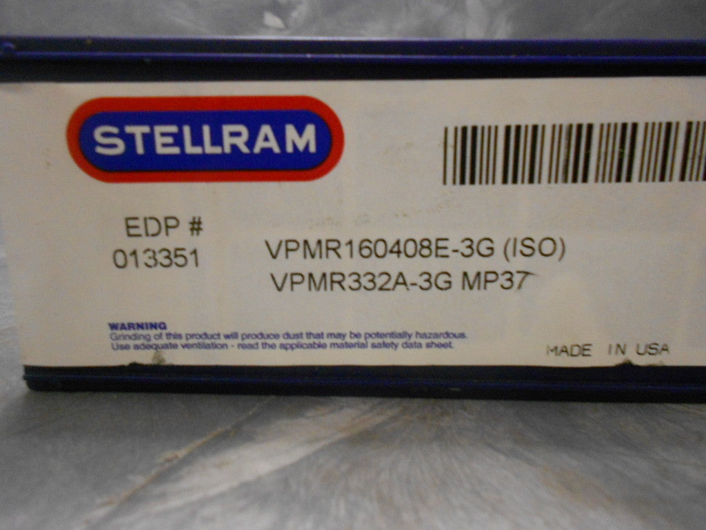 Stellram Carbide Inserts VPMR160408E-3G VPMR332A-3G MP37 Qty 10 13351