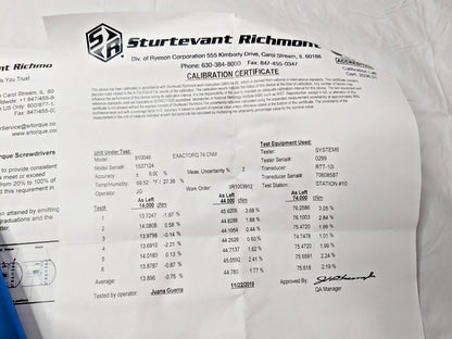 Sturtevant-Richmont EXACTORQ 74 Torque Screwdriver 15-74cNm Range 810046