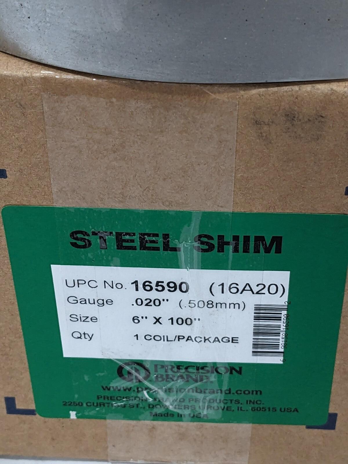 Precision Metal Shim Stock: Roll, 0.0200" Thick, 100" L, 6" W 16590
