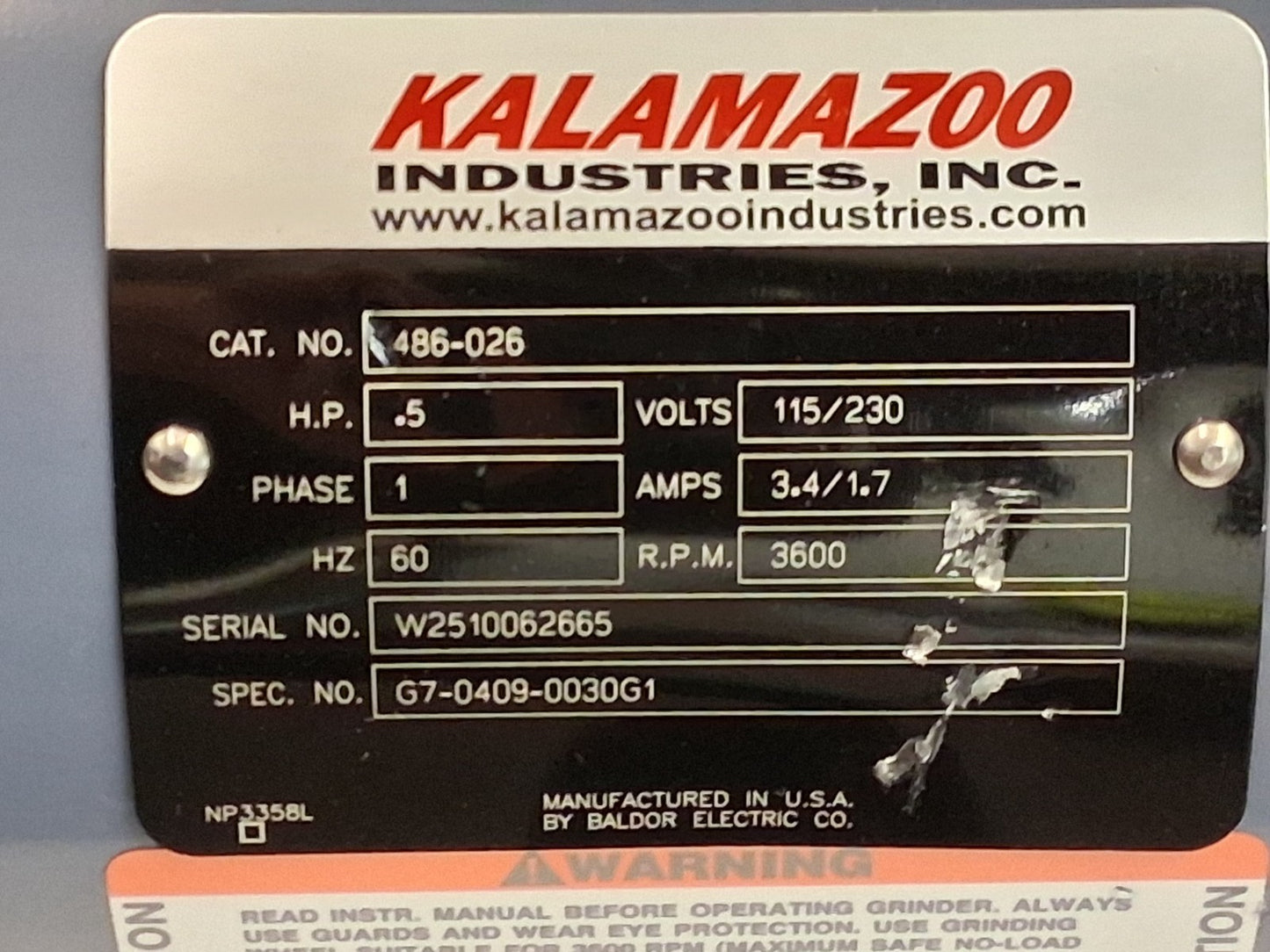 Kalamazoo Combination Sanding Machine 7" Disc Dia 2SK7
