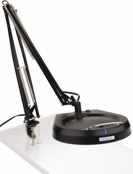 WorkSmart Task Light Fluorescent, 50" Reach, Swing Arm, Clamp-On, Black LTS131AE