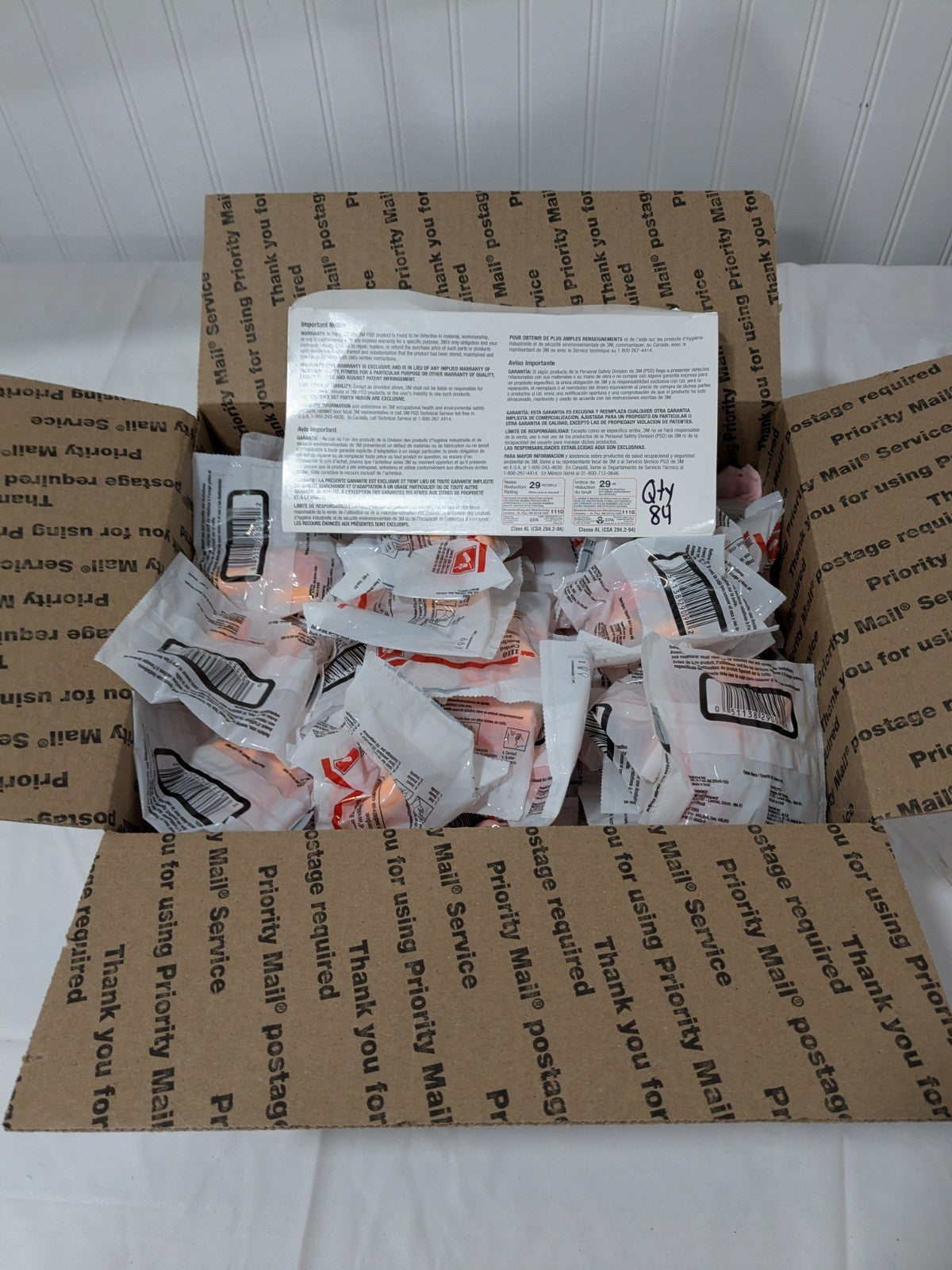 3M Earplugs: 29 dB, Foam, Bullet, Roll Down, Corded Qty 84 7100099848