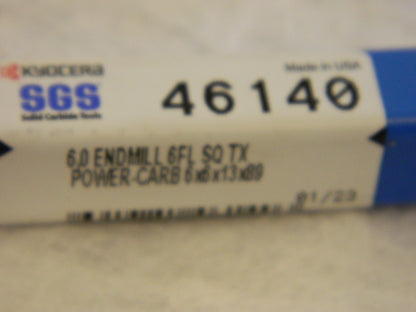 Kyocera SGS 57S End Mill 46140 0.2362 in Carbide 6 Fl 46140