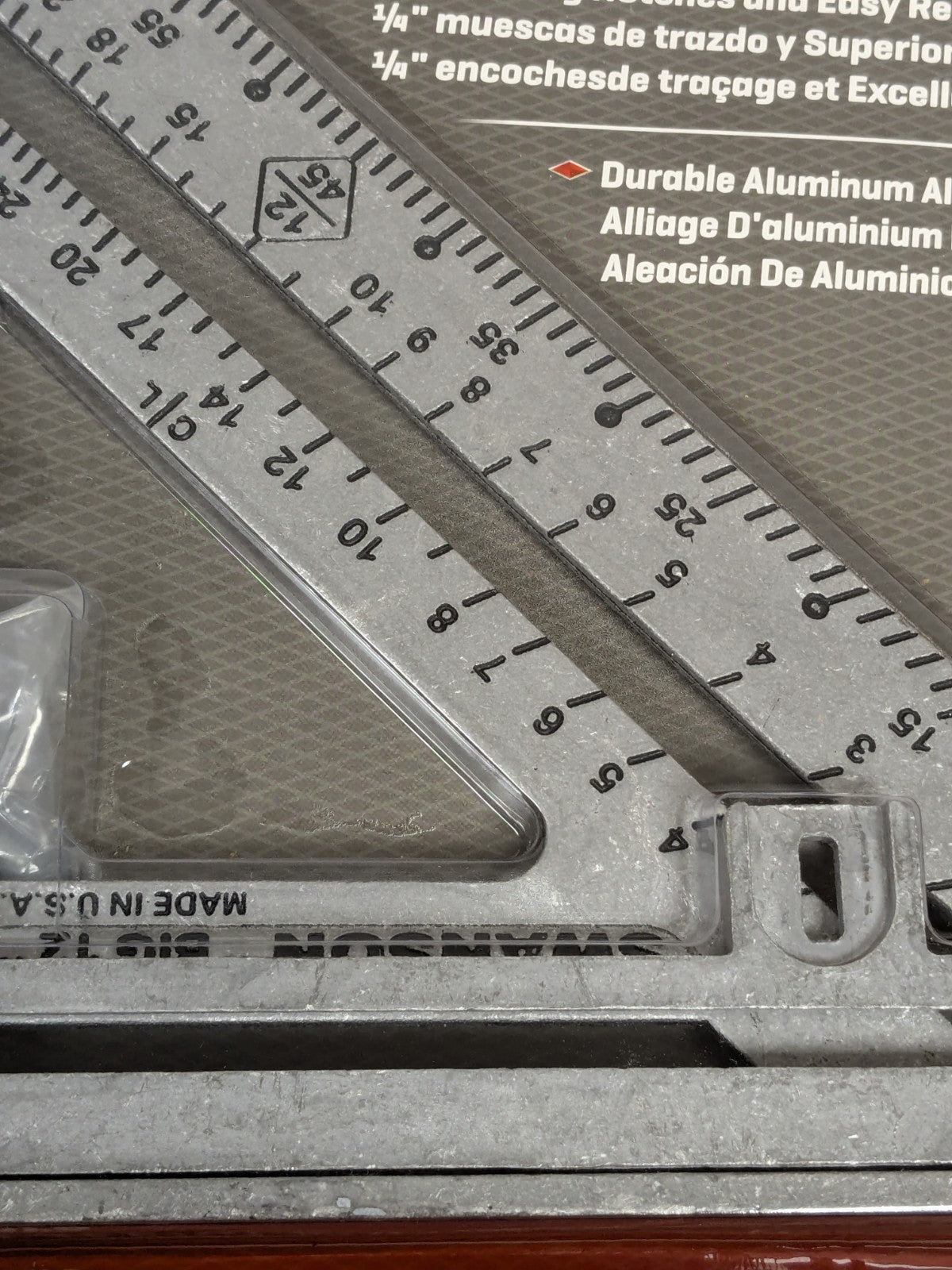 Swanson 12" Blade x 12" Base, Aluminum Rafter Square Qty 5 S0107