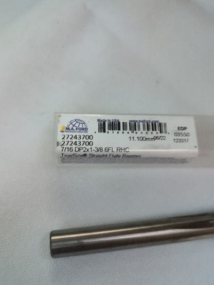 M.A.FORD Chucking Reamer: 0.4370" Dia, 3-3/4" OAL Solid Carbide2724370