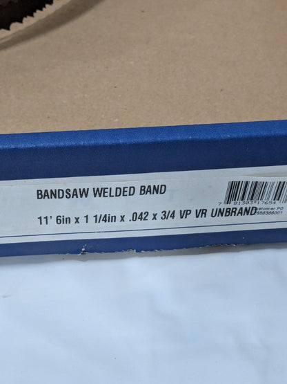 Irwin Welded Bandsaw Blade: 11' 6 Long x 1-1/4" Wide x 3 to 4 TPI 1888136