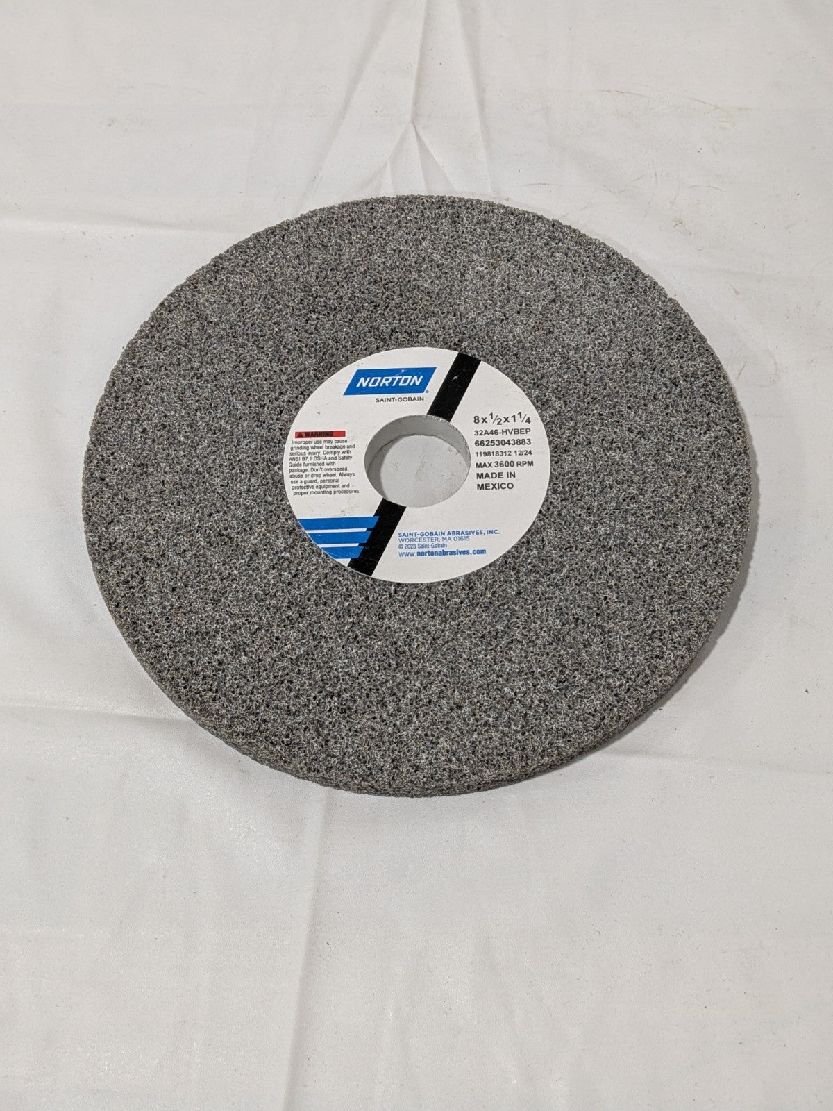 NORTON Surface Grinding Wheel: 8" Dia, 1/2" Thick, 1-1/4" Arbor,