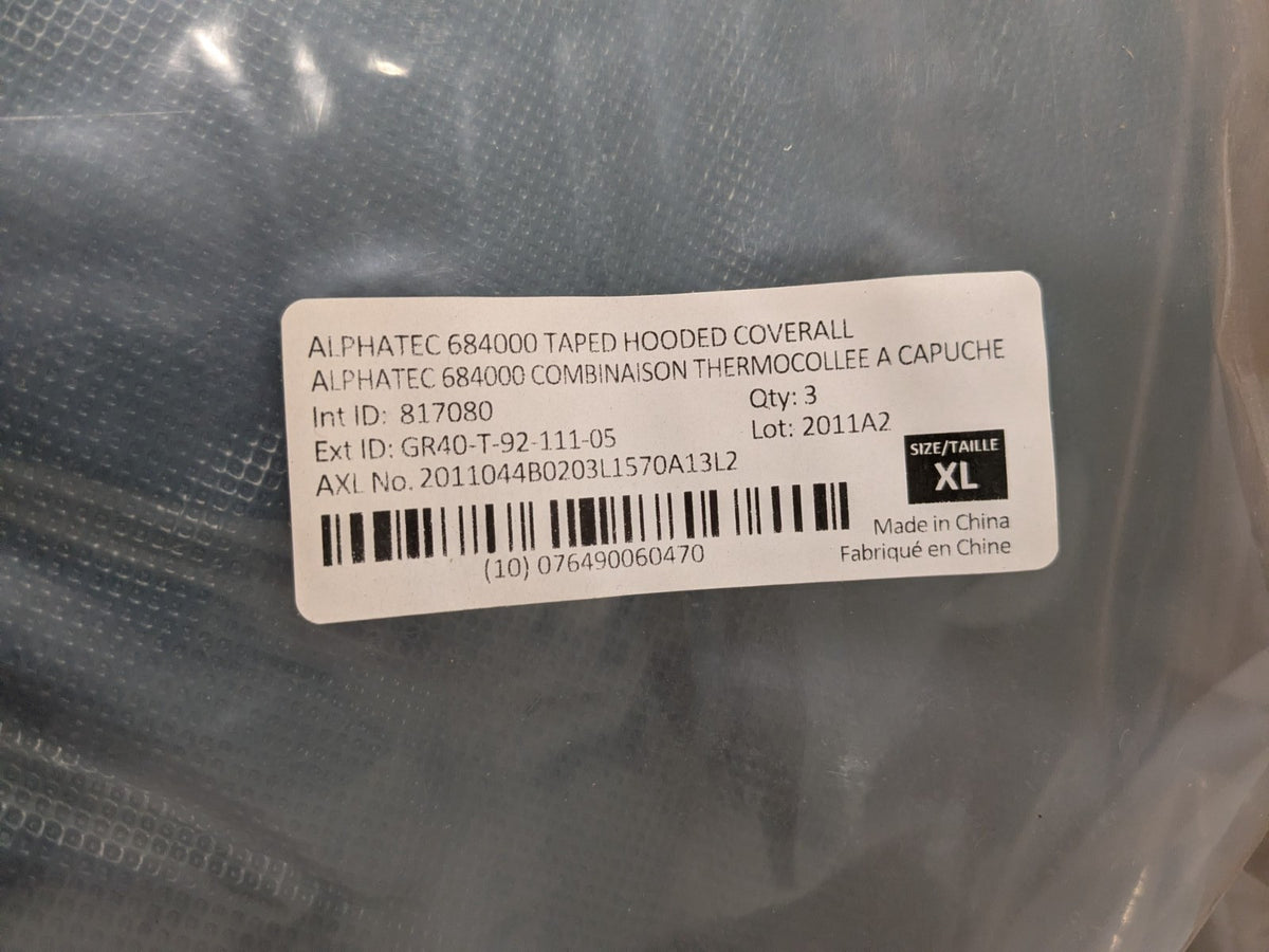 ANSELL Disposable Coveralls 4pk Chemical, Sz XL NO MASK GR40-T92-111-05