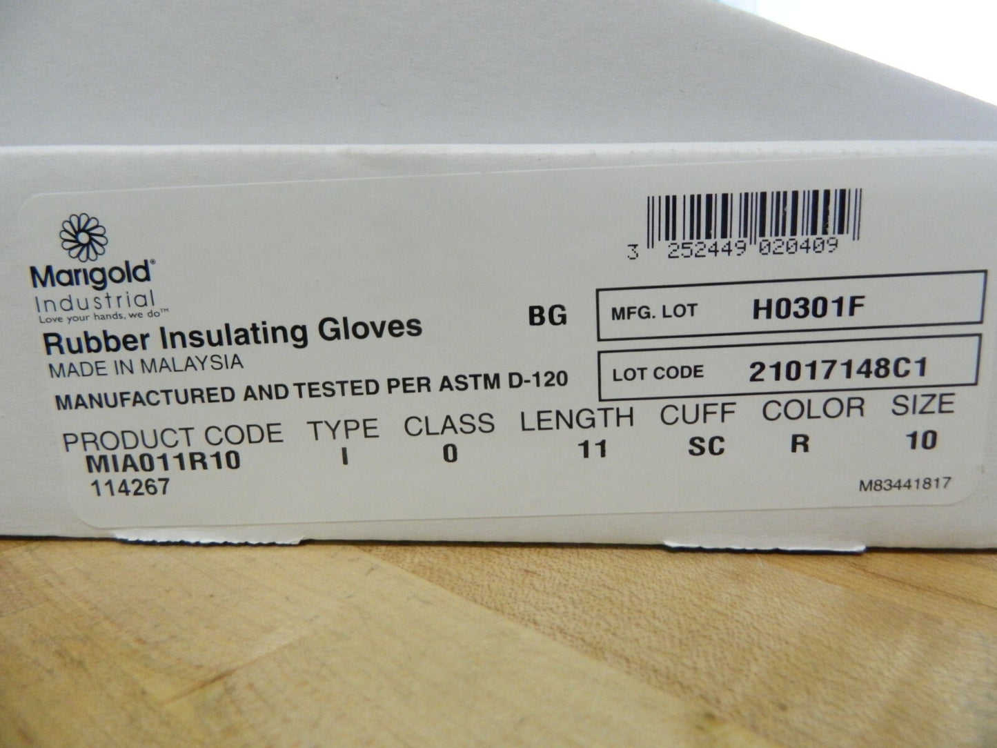 Marigold Ansell Lineman's Rubber Glove Class 0 Size 10 11" Long 1 Pair 114267