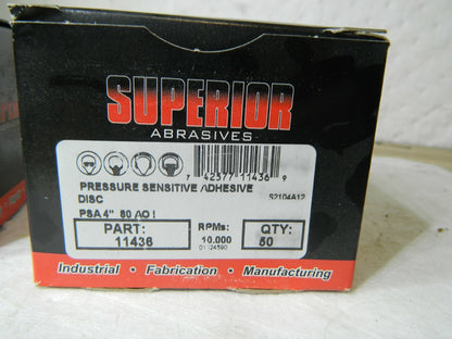 Superior Abrasives 4" Diam 80 Grit Alumin Oxide Adhesive PSA Disc Qty 100 1
