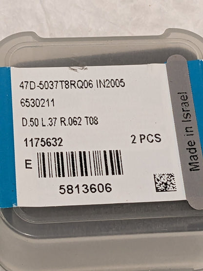 Ingersoll Carbide Milling Insert .50 X .37 X .062 Qty 2 5813606