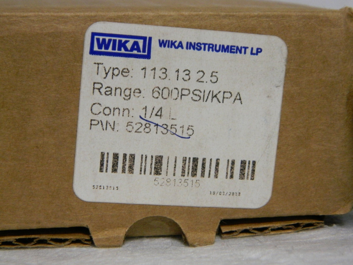 Wika Pressure Gauge 2-1/2" Dial 1/4 Thread 0-600 Scale Range 9833523