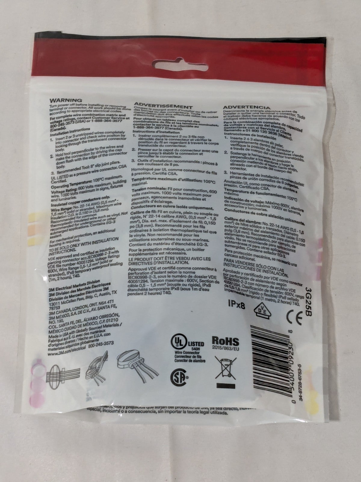 3M 22 to 14 AWG, Blue, IDC, Tap Quick Splice Connector Pack of 50 7100166936
