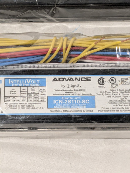 Advance Lamp Fluorescent Electronic Ballast 110W 120-277V Qty 2 ICN-2S110-SC