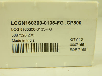 SECO Multi-Directional Turning Insert LCGN160300-0135-FG CP500 Qty 10 00071651