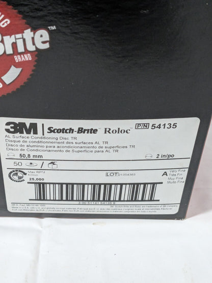 3M Quick-Change Disc: Roloc TR, 2" Dia, AO, Non-Woven Box of 50 54135