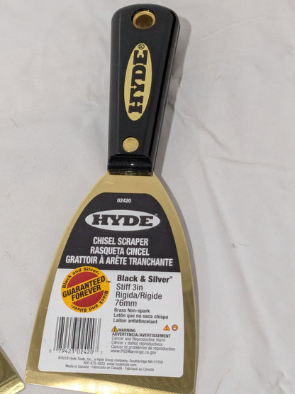 Hyde Stiff Brass Chisel Scraper 3" Blade Width Qty 2 02420